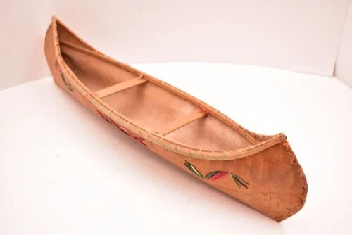 Ojibwe Ojibwa Birch Bark Porcupine Quill Native American Small Canoe Boat