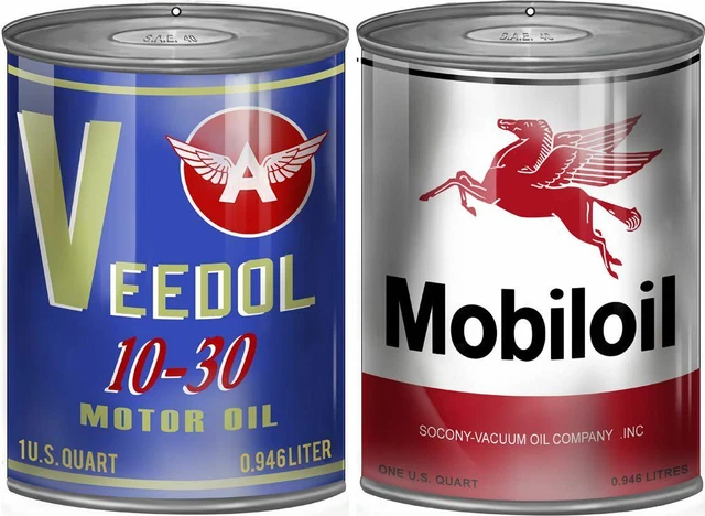 Blechschild "Öl Dose" Veedol Mobiloil Auto KFZ Reparatur Werkstatt 45x30cm Neu
