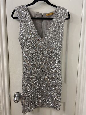 alice olivia sequin Silver Mini Dress Sz 0 (item 11.5)