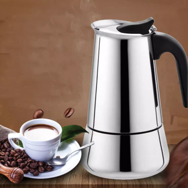 Stainless Steel Espresso Maker Cup Stove Top Coffee Percolator Moka Pot 4-12 Cup