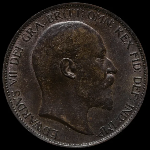 1902 Edward VII High Tide Penny, G/EF