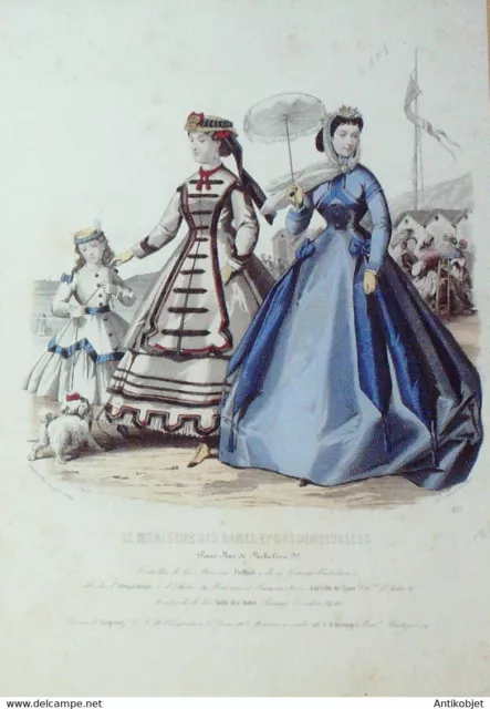Gravure de mode Journal Dames et demoiselles 1866 n°827