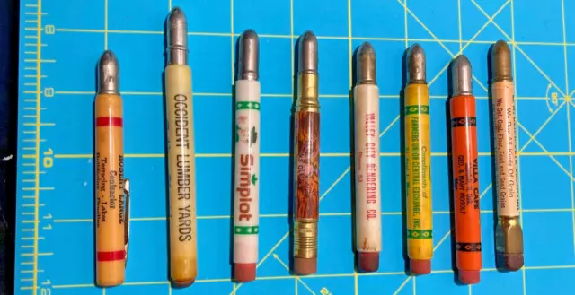 Lot Of 8 Vintage Bullet Pencils Advertising 2