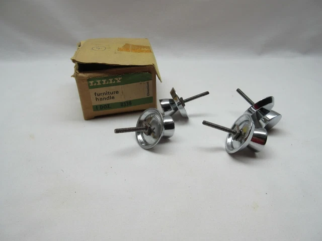 4 boutons tiroirs de porte vintage rétro Lilly 8338 chrome meuble chrome NEUF