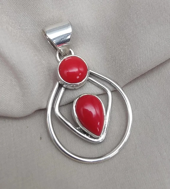 Collier Ethnique Tibétain Pendentif Boîte Reliquaire En Argent 925 Avec Corail Et Sodalite - Occasion