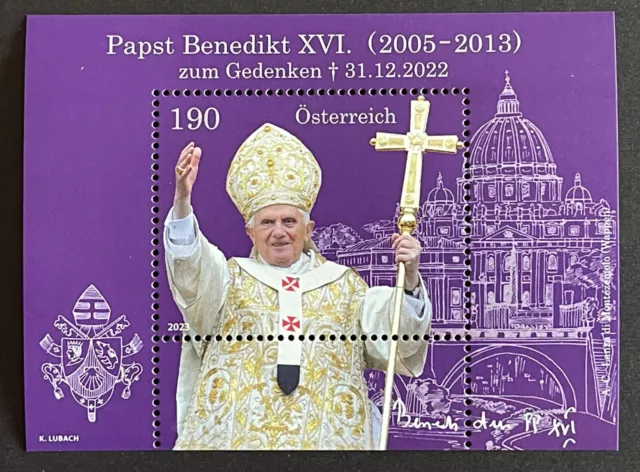 Österreich 2023 Briefmarken Block Papst Benedikt Xvi Postfrisch Ersttagsstempel