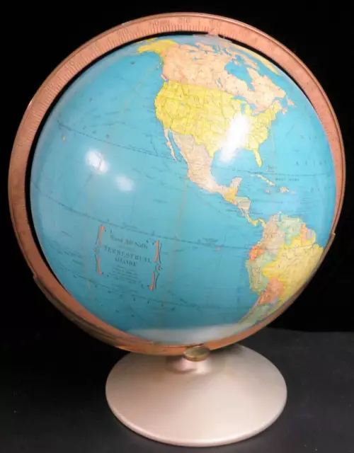 Vintage Rand McNally Indexed Terrestrial Globe 12" EXCELLENT