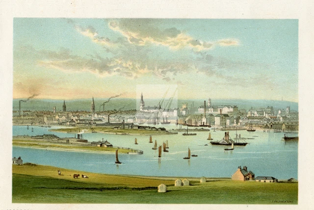 VINTAGE 1895 Chromolithograph Print of ABERDEEN in Scotland  #I344