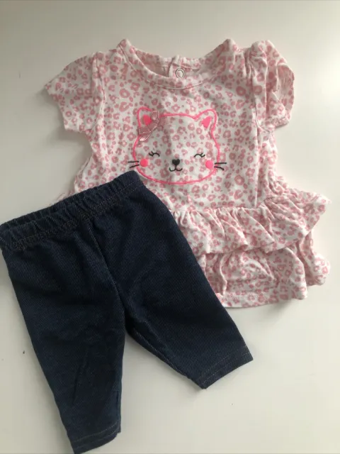 Baby Girl Clothes Child Of Mine Carter's Newborn 2Pc Ruffled Kitty Outfit