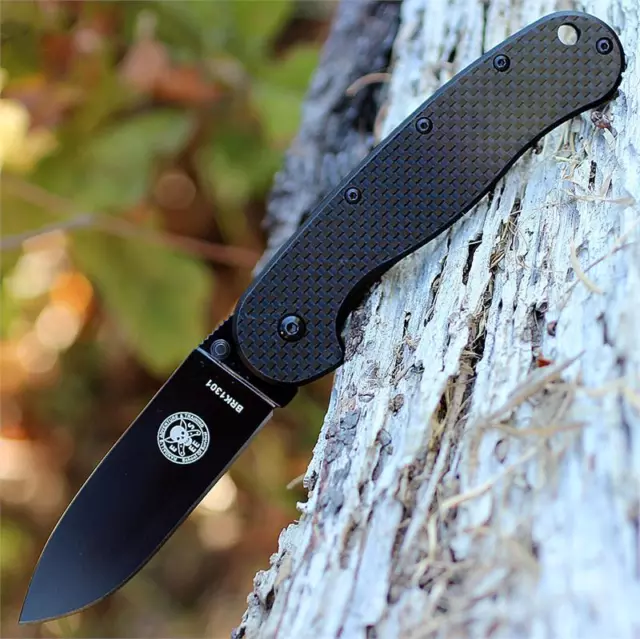 Couteau Esee Zancudo Carbon Fiber/G-10 Lame Acier D2 Black Military BRK1302CFB