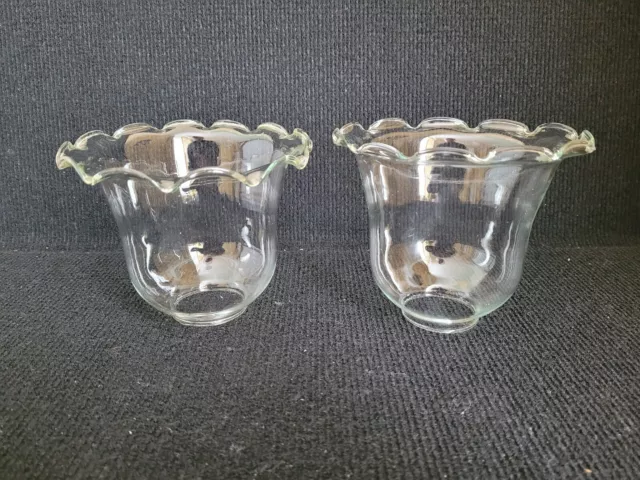 Vintage 2 Clear Glass Small Lampshades