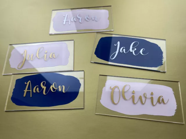 Acrylic PLACE CARDS Personalised name painted table tags wedding birthday event