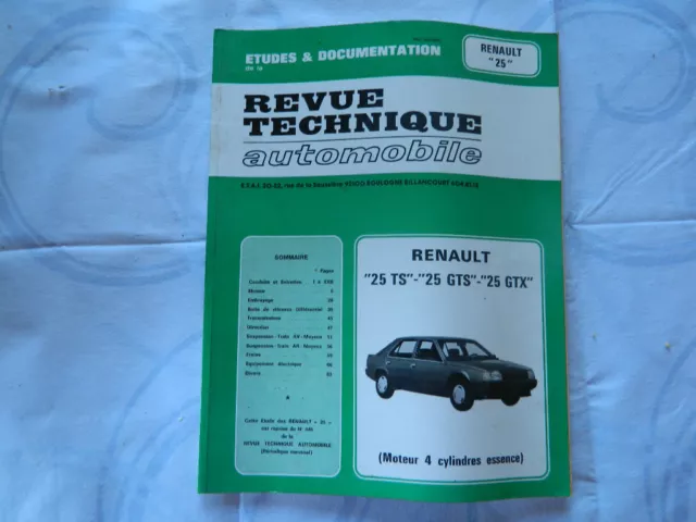 RTA revue technique automobile etat comme neuf RENAULT 25-TS-GTS-GTX essence