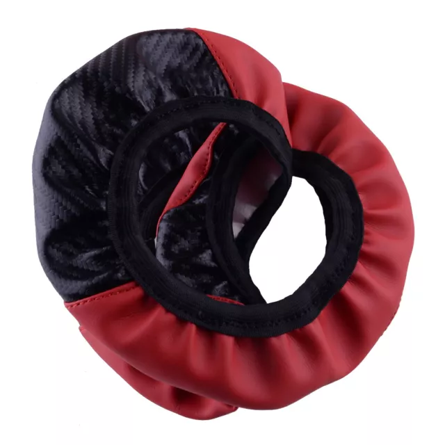 Red Black Leather Car Steering Wheel Cover Breathable Anti-slip Car Accessories 3