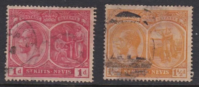 St Kitts Nevis 1920-1922 SG25-26 George V Used