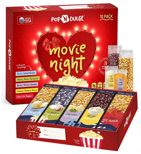 Regalos de palomitas de maíz para padres regalos de día película suministros nocturnos regalo de amor para él, ella 10 P