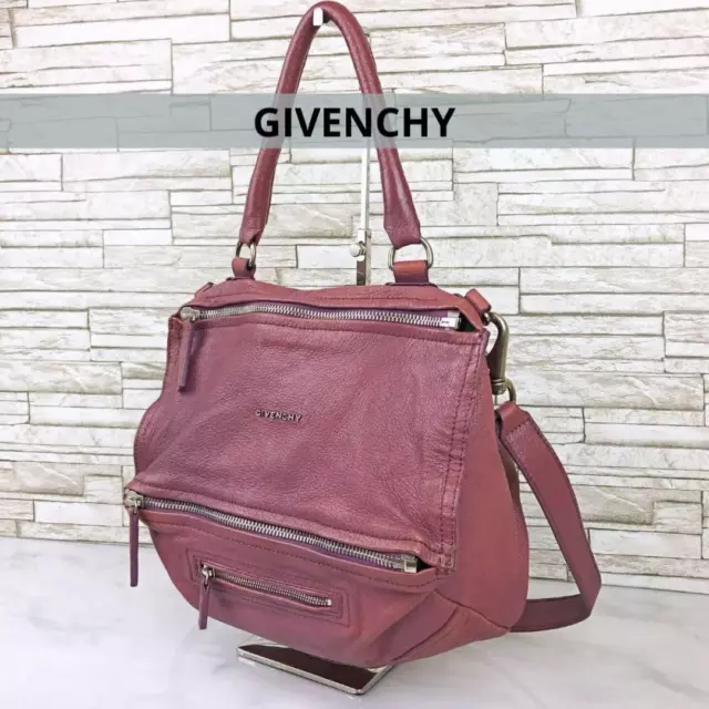 GIVENCHY Leather Handbag Pandora Shoulder Bag Pink From Japan