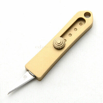 Outdoor Brass Mini Keychain Push Knife Utility Knife Stealthy Blade EDC Tool