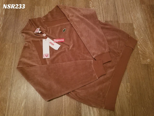 SUPREME LACOSTE VELOUR Half Zip Track Top Light Maroon Sz Medium