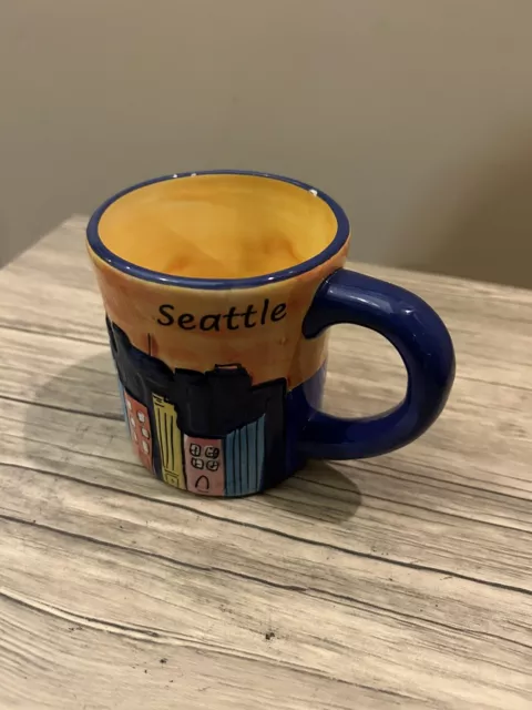 Seattle Washington Hand Painted Ceramic 3D Coffee Mug Cup