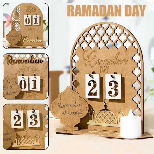 Ramadan Eid Mubarak Kalender Countdown Party Dekoration DIY Ornament Holz