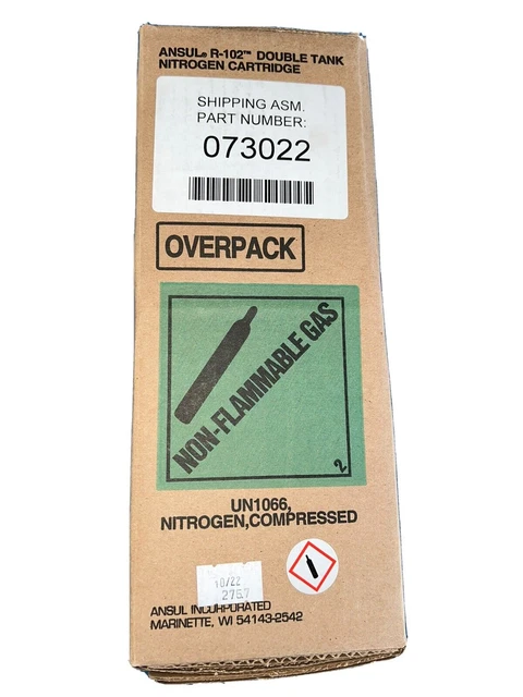 NEW Ansul R102 Double Tank Nitrogen Actuator Cartridge 073022 Fire Suppression
