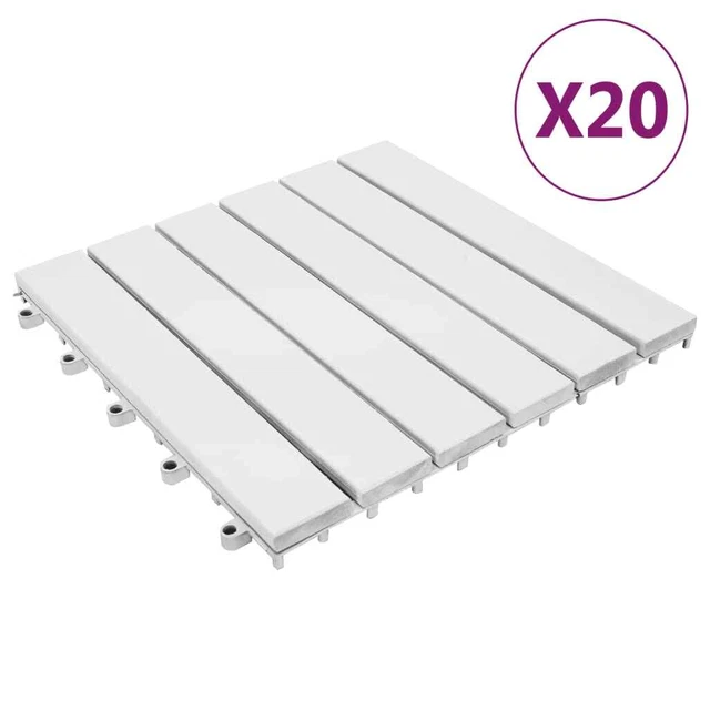 Piastrelle Esterni 20 pz Bianche 30x30 cm Legno Massello Acacia