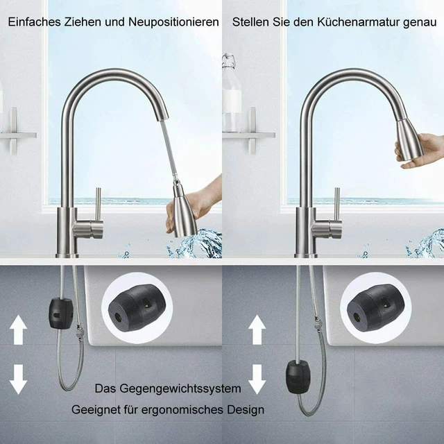 Wasserhahn Küche Einhandmischer Küchenarmatur Ausziehbar Brause 360° Küche Spültischarmatur Küche