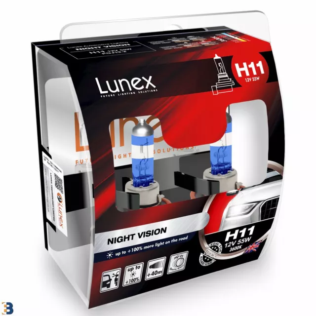 Lunex H11 Night Vision Premium Lampe frontale 3600K blanc Ampoules Twin