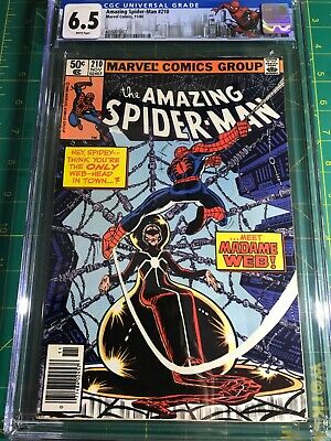 Amazing Spider-Man 210 Cgc 6.5 1St App Madame Web 1980 Newsstand Wp Custom Label