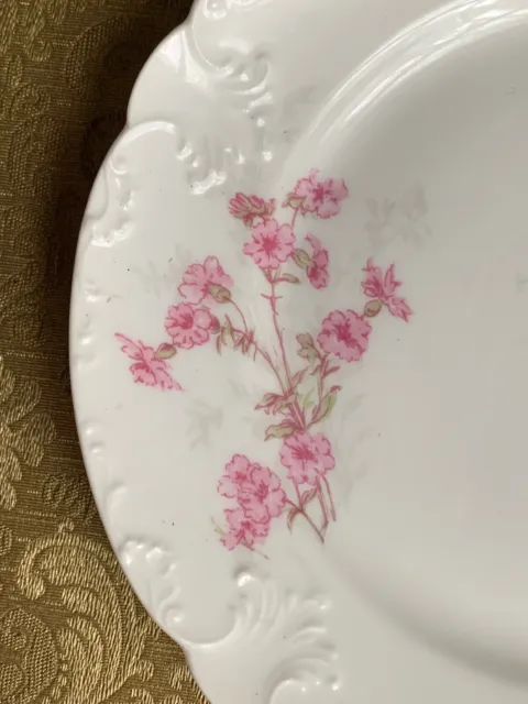 10 GDA Limoges 6 1/4" BREAD PLATES Scattered Pink Flowers Green Leaves Embossed