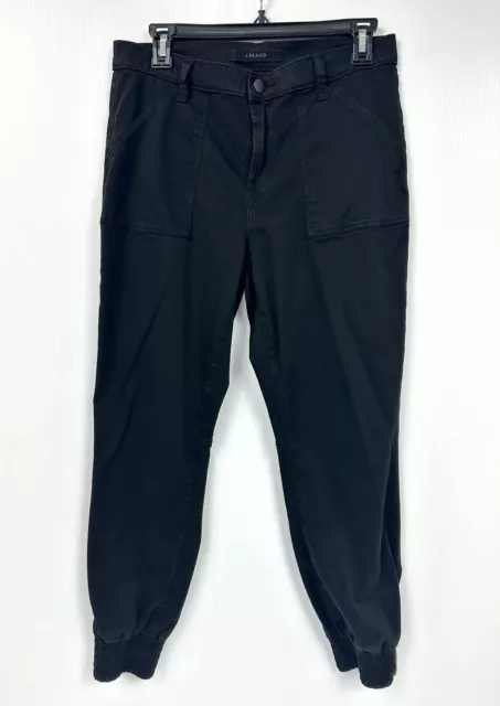 J BRAND Women’s Arkin Zip Ankle Jogger Pants Luxe Sateen Stretch Black Size 27