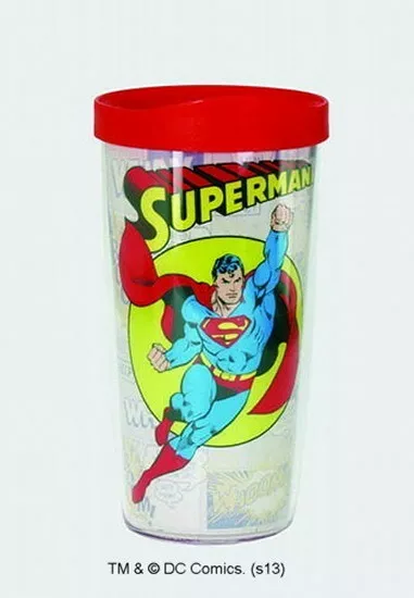 DC Comics 16 oz. Superman Character Image Double Wall Acrylic Tumbler NEW UNUSED