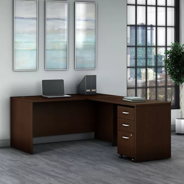 BUSH FURNITURE SERIES C 60W L Shaped Desk with 3 Drawer Mobile File
