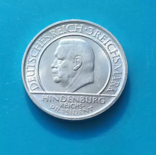 WR: 3 Reichsmark "Reichsverfassung - Schwurhand/Hindenburg" 1929 -D- (vz.+)!!