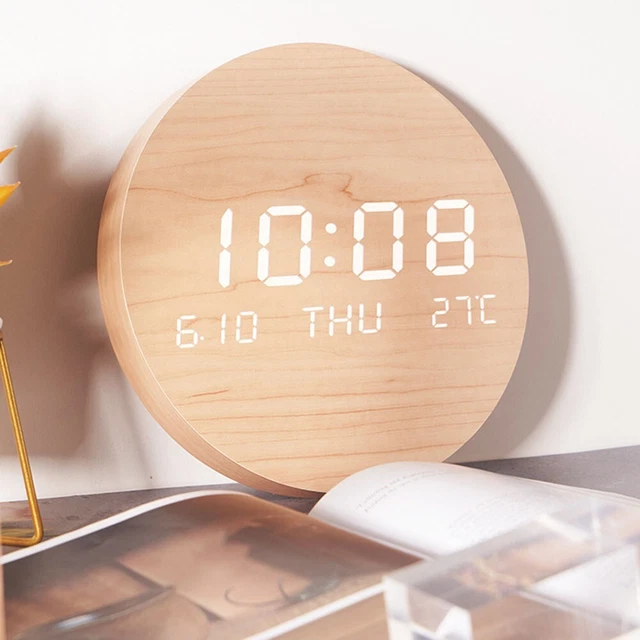 COMPACT LED DIGITAL Wall Clock with Silent Alarm and Temperature ...
