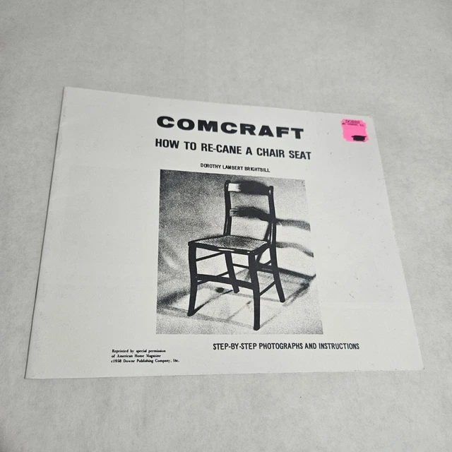 Comcraft How to Re-Cane a Chair Seat de Dorothy Lambert Brightbill 1985