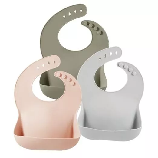 3 Pack Silicone Bibs for Babies Toddlers Girls Boys| Adjustable Waterproof