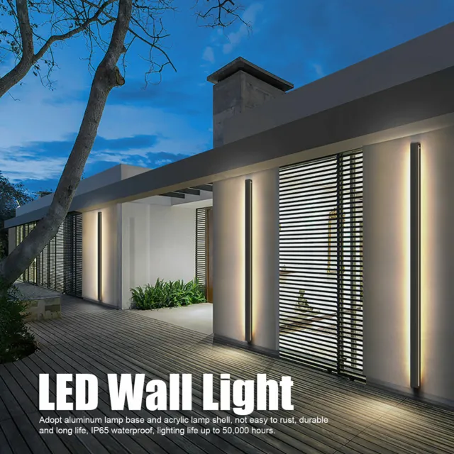 Wall Light Garden Porch Modern Waterproof Outdoor Indoor Long Strip LED Lamp