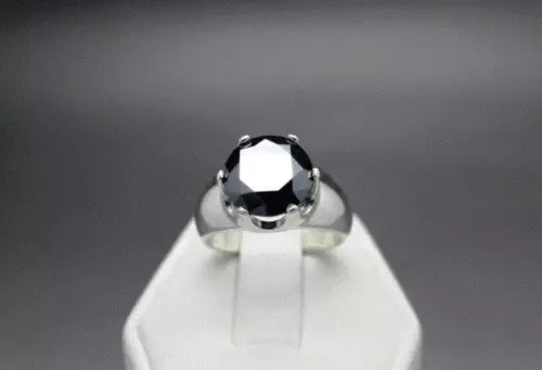 Bague diamant noir 5 ct en argent sterling 925 certifiée AAA ! Cadeau de Noël