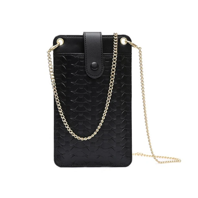 Mini Borsa A Tracolla NTRUXZP Per Cellulare, Nera, In Pelle PU, Con Slot Per Carte E Finestra Touch Screen