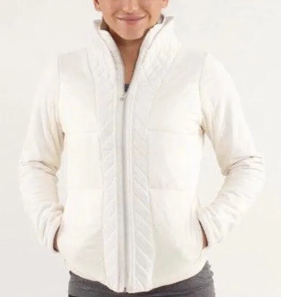 Lululemon St. moritz Fleece Zip Up Jacket Polar Cream Ivory Size 8