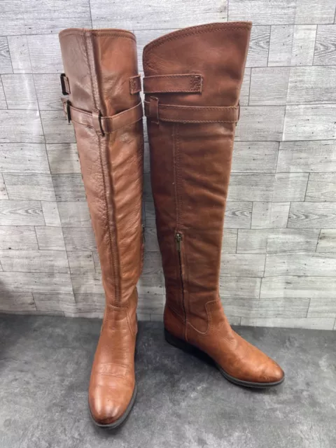 Sam Edelman Pierce Women Shoes Brown 6.5M Leather Tall Knee Straps Casual Boots