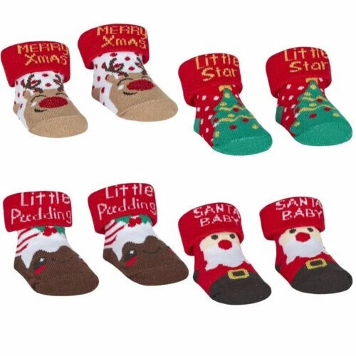 Bambino Calzini Natalizi Natale Novità Babbo Regalo Calze Stivaletti Rosso 0-12 2