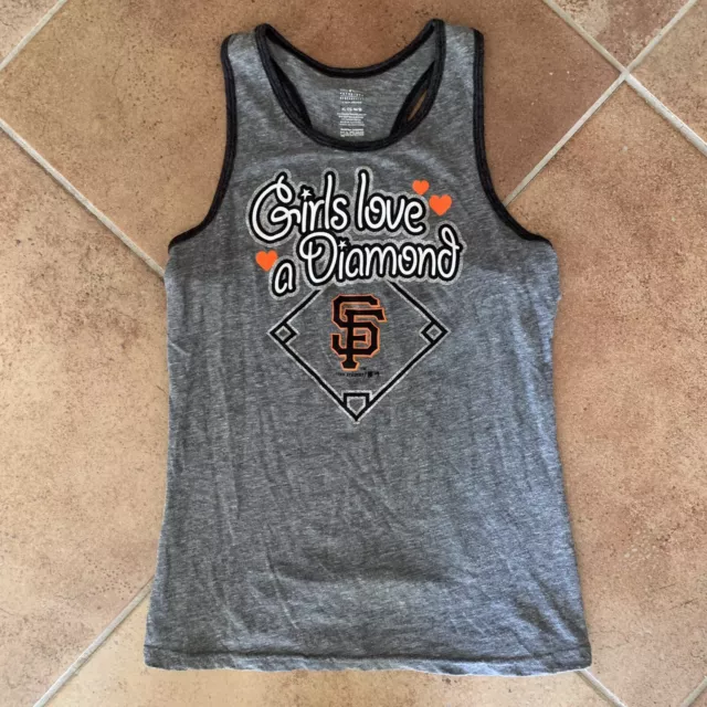 girls gray sparkle SF giants shirt size XL 14-16 girls love a diamond