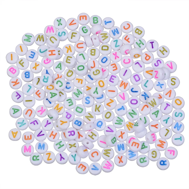 200 Pcs Coloré 7 Mm Rond Acrylique Alphabet Spacer Perles Lâches Pour Bijoux