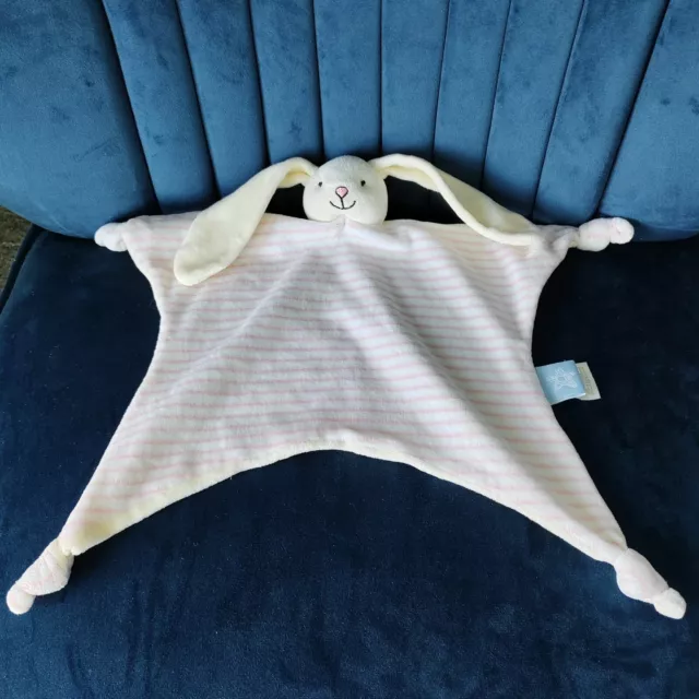 Jojo Maman Bebe Bunny Rabbit Baby Comforter Blanket Soft Toy Pink Stripe Blankie