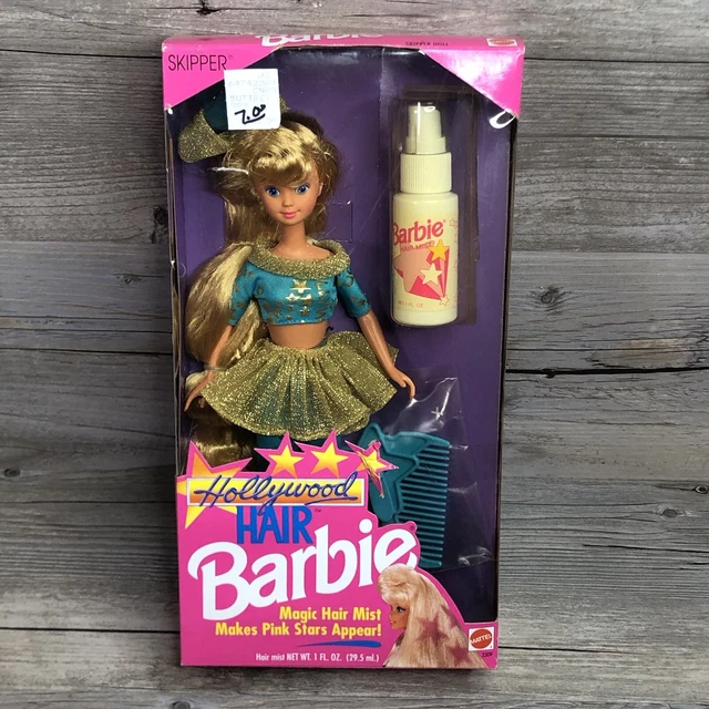 Skipper Holiday Hair Barbie #2309 VINTAGE SEALED NRFB 1992 Hair Mist Pink Stars