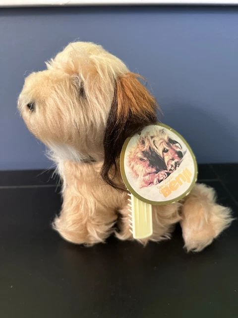 VTG BENJI DOG Plush Stuffed 1978 Dakin Brass Tag Collar Brush