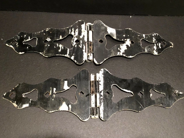 Large Vintage Gate Hinges Steel Strap Hinge Pair of Two Unique Farmhouse 2